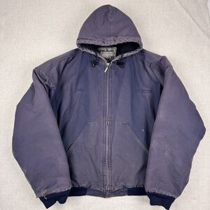 Vintage Canvas Hooded Work Wear Jacket Steelguard Mens XL Plum Purple Full Zip